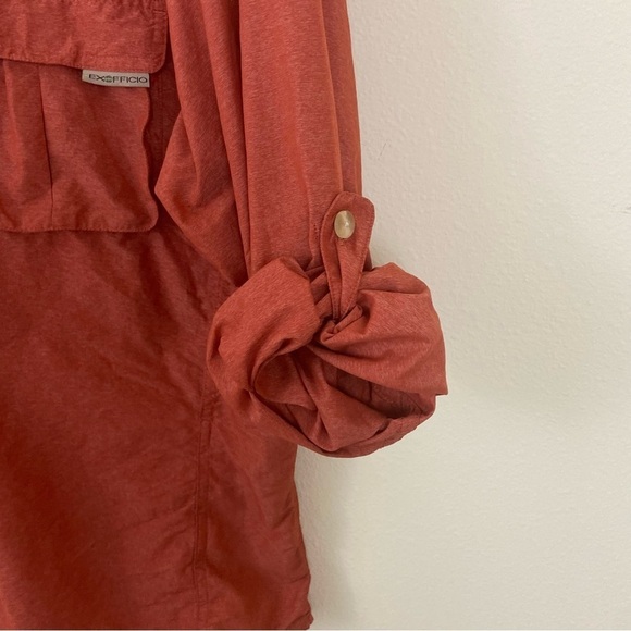 ExOfficio Womens Outdoors Vented Top Button Front Collared Orange Sz S Sporty - Picture 5 of 10